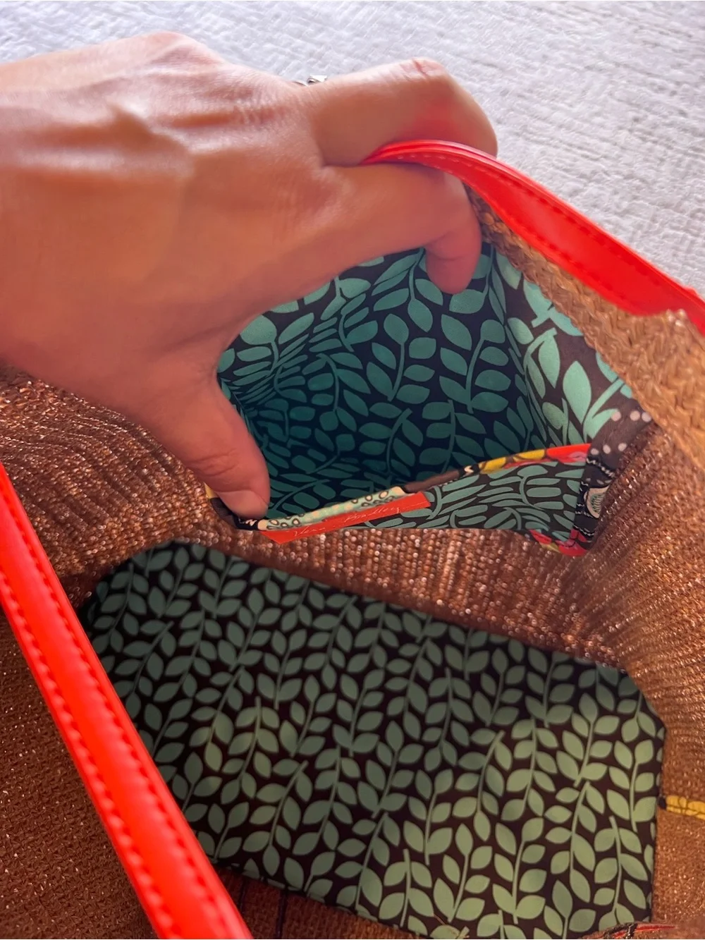 Vera Bradley Large Straw Bird Tote, Flower Shower
